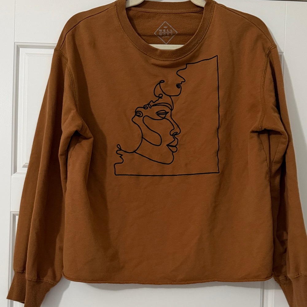 Well Worn Brown Artistic Line Women Sweater